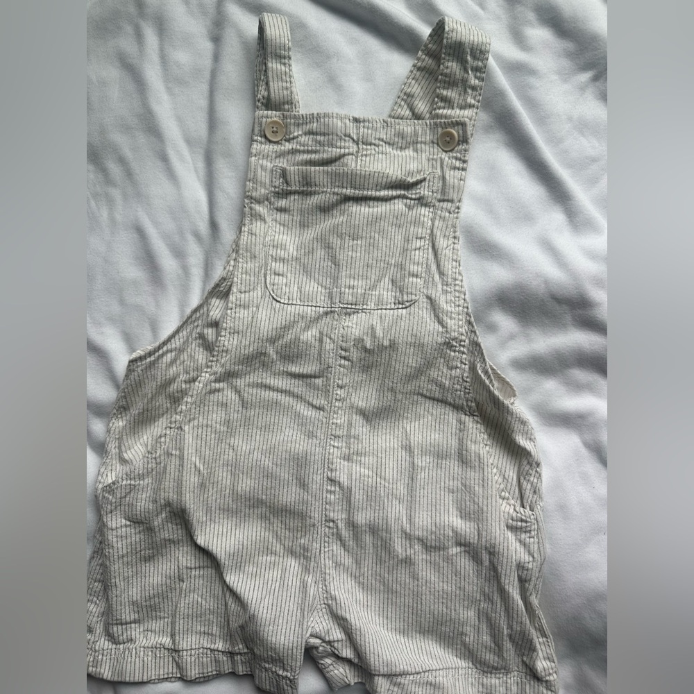 Zara Kids Striped Cream Overalls